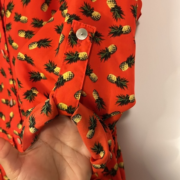 Spense Button Down Pineapple Print Dress - Picture 3 of 4